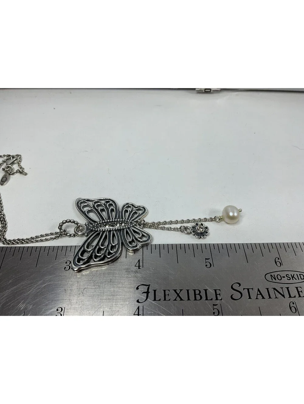 Pandora Love Takes Flight Butterfly Pendant Necklace 18” Adjustable Chain